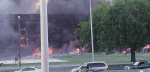 Pentagon burning but facade intact