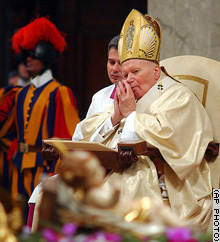Pope John Paul II presides over a morning Mass in St. Peter's Basilica Thursday, to mark the World Day of Peace.